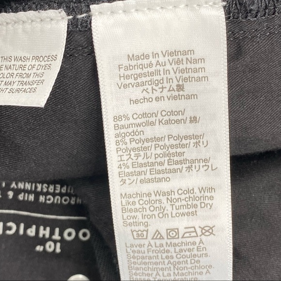 J. Crew 10" Highest-Rise Toothpick Jean in True Black Stretchy Size 28 - Picture 12 of 12